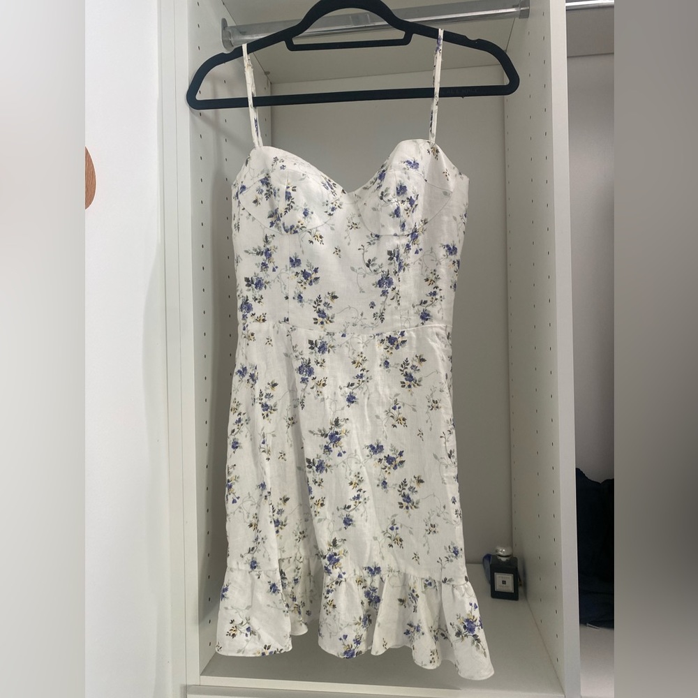 Reformation floral mini dress with ruffled hem